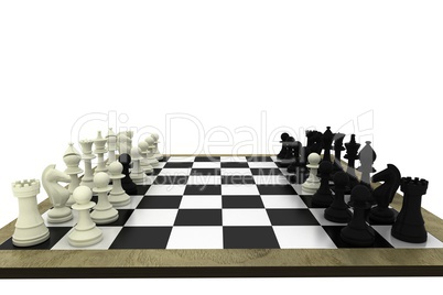 Black and white chess pawns defecting