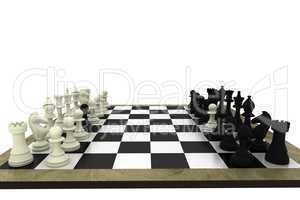 Black and white chess pawns defecting