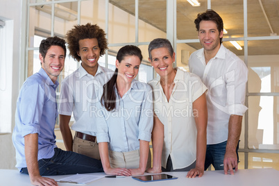 Casual group of coworker friends smiling