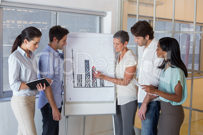 Business people working on graph for presentation