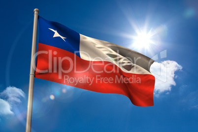 Chile national flag on flagpole