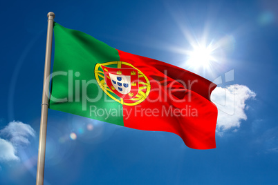 Portugal national flag on flagpole