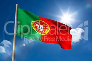 Portugal national flag on flagpole