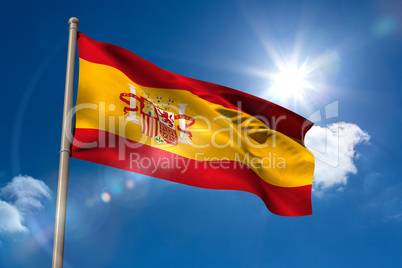 Spain national flag on flagpole
