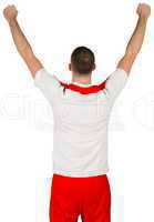 Excited football player cheering