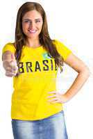 Pretty football fan in brasil t-shirt