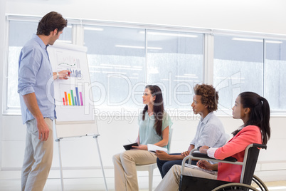 Attractive businessman making a presentation to his fellow cowor