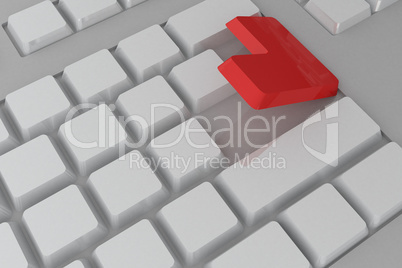 White keyboard with red key