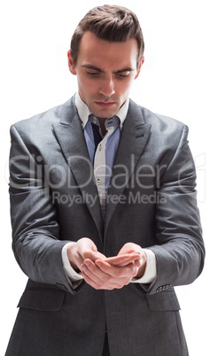 Businessman presenting with hands