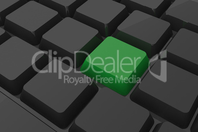 Black keyboard with green key