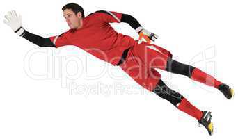 Fit goal keeper jumping up