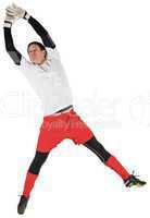 Fit goal keeper jumping up