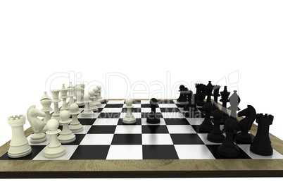 Black and white chess pieces on board