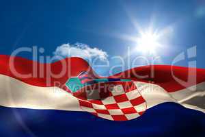 Croatia national flag under sunny sky