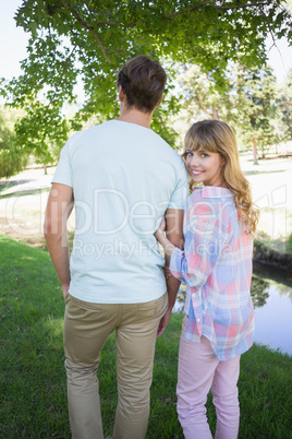 Cute couple walking in the park