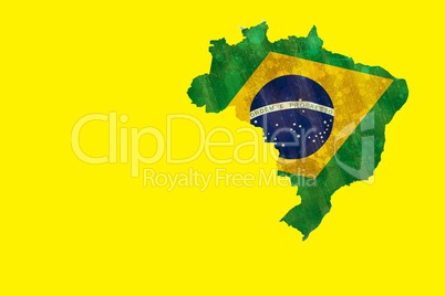 Green brazil outline with flag on yellow