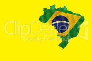 Green brazil outline with flag on yellow