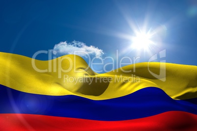 Colombia national flag under sunny sky