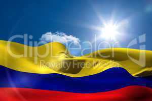 Colombia national flag under sunny sky