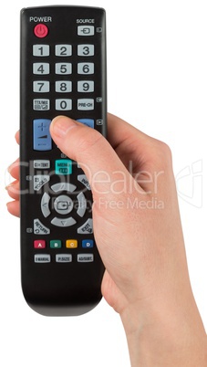 Hand holding remote control