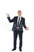 Businessman standing with hands outstretched