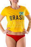 Pretty girl in bikini and brasil tshirt