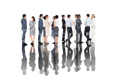 Many business people standing in a line