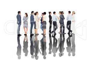 Many business people standing in a line