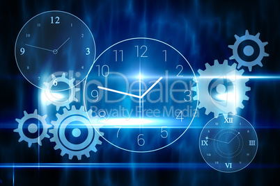 Blue technology design with clock