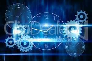 Blue technology design with clock