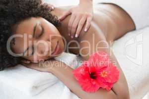 Gorgeous woman enjoying a shoulder massage