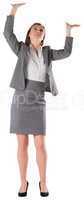 Businesswoman pushing up with hands