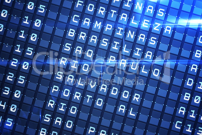 Blue departures board for major south american cities
