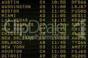 Black airport departures board for america