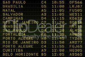 Black airport departures board for south america