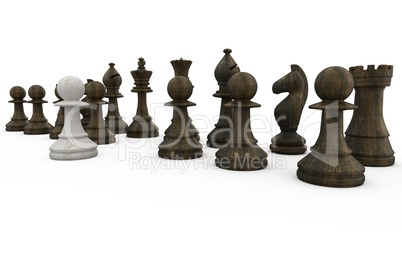 White pawn standing with black pieces