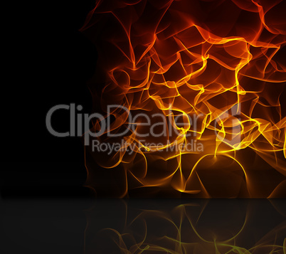 Orange fire design on black