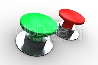 Red and green push buttons