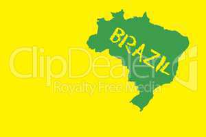 Green brazil outline on yellow with text