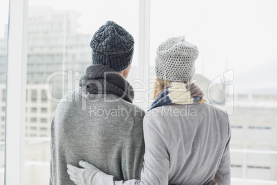 Cute couple in warm clothing
