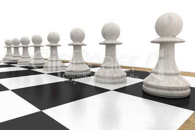 White chess pawns on board