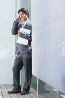 Estate agent talking on phone