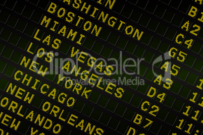 Black airport departures board for america