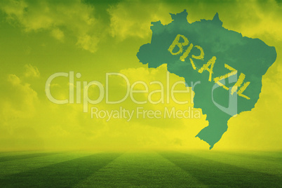 Football pitch with brazil outline and text
