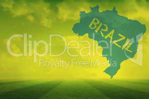 Football pitch with brazil outline and text