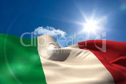 Italy national flag under sunny sky