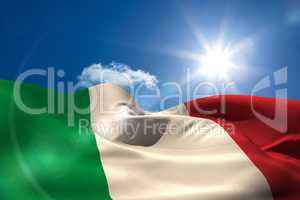 Italy national flag under sunny sky