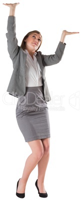 Businesswoman pushing up with hands