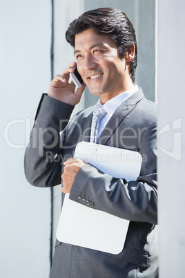 Estate agent talking on phone