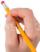 Hand erasing with pencil eraser